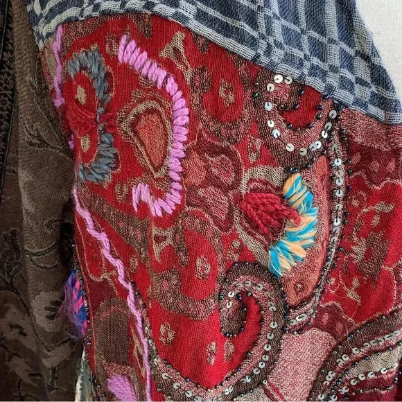 Soft Surroundings Juliette Fringe Kimono Size XS 100% Wool Mixed Media Boho - Picture 5 of 11